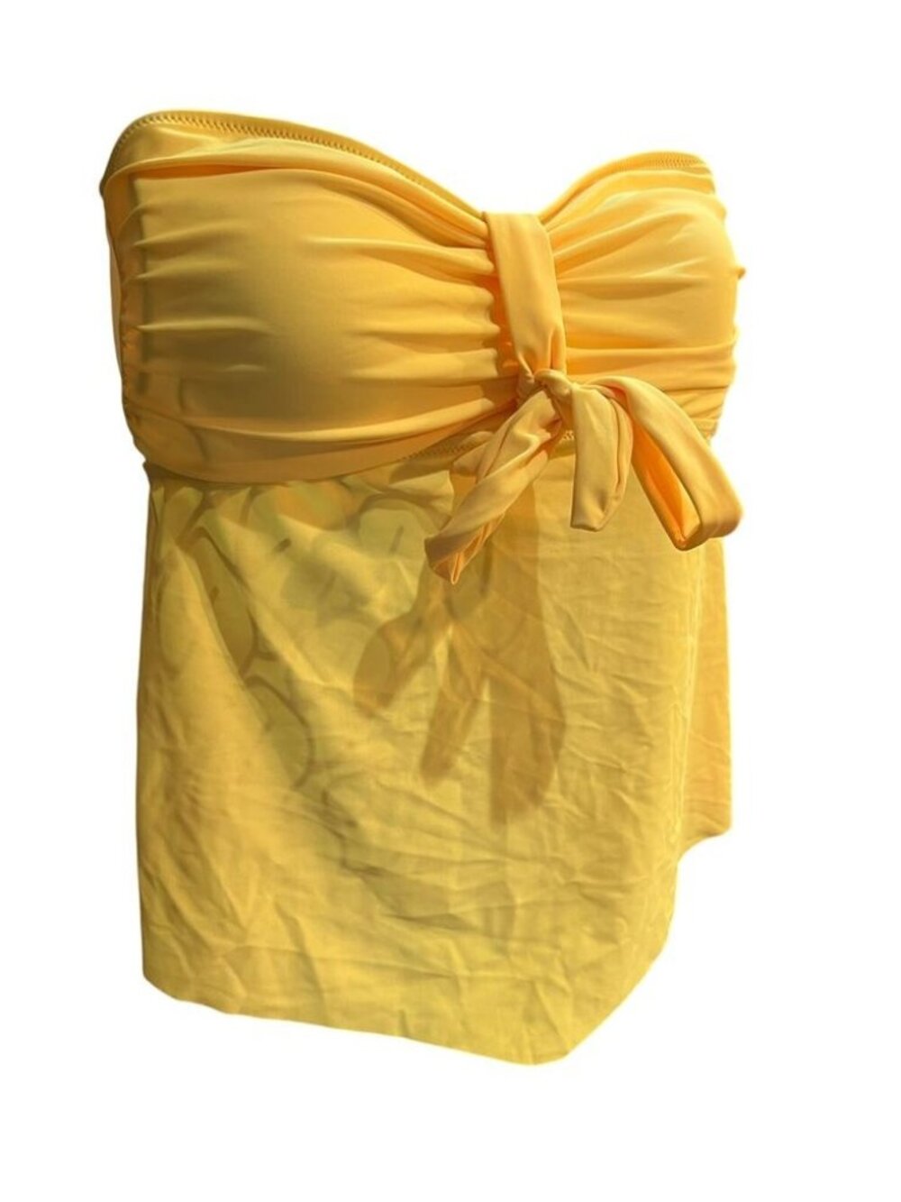Yellow Strapless Bandeau Style Tankini
